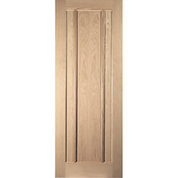 Jeld-Wen Worcester Unfinished Oak Veneer Wooden 3-Panel Internal Door 1981mm x 838mm