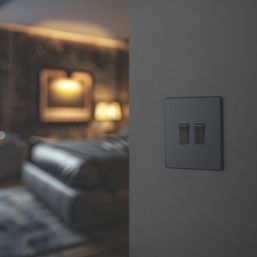 British General Evolve 20 A  16AX 2-Gang 2-Way Light Switch  Grey with Black Inserts