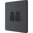 British General Evolve 20 A  16AX 2-Gang 2-Way Light Switch  Grey with Black Inserts