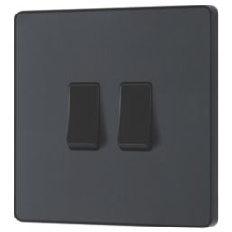 British General Evolve 20 A  16AX 2-Gang 2-Way Light Switch  Grey with Black Inserts