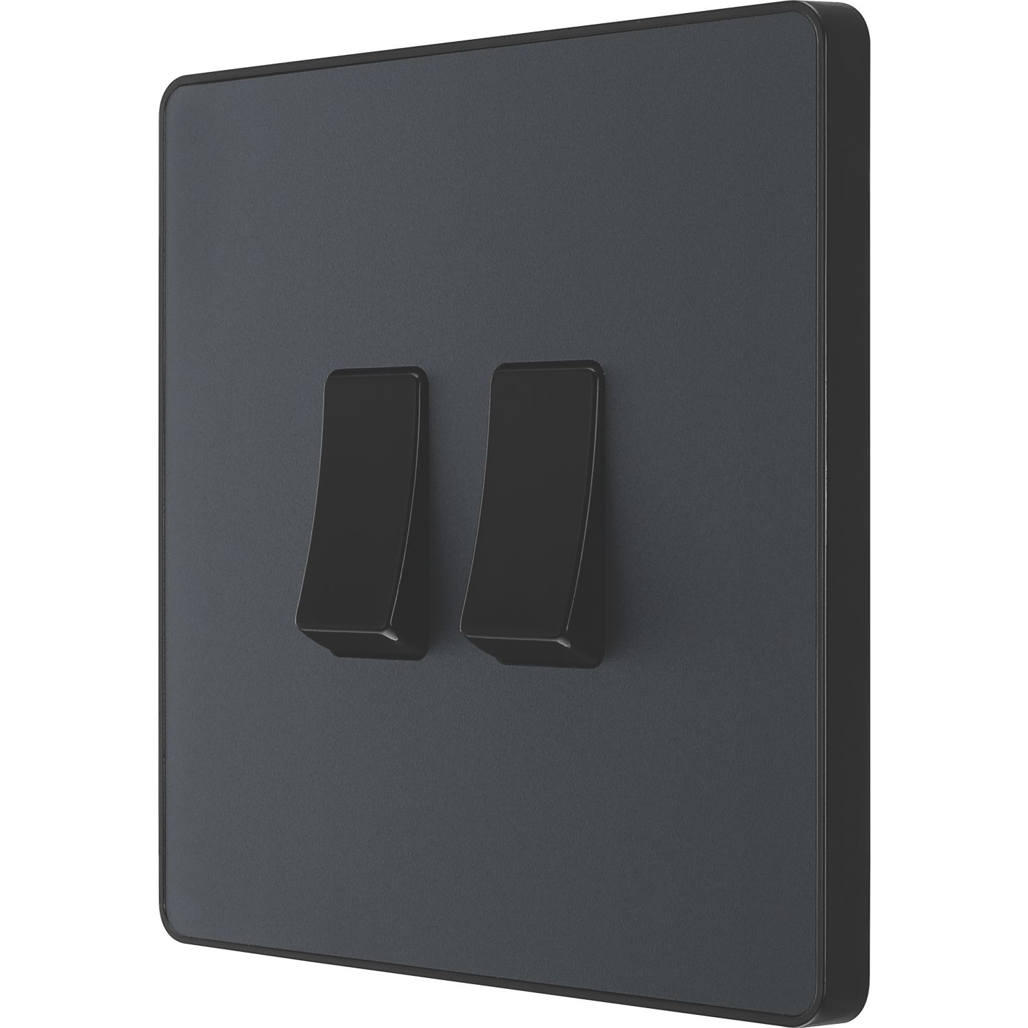 British General Evolve 20 A 16AX 2-Gang 2-Way Light Switch Grey with Black Inserts (201PY)