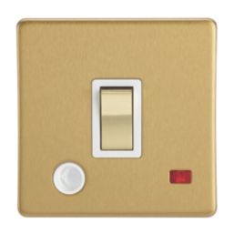 Contactum Lyric 20A 1-Gang DP Control Switch & Flex Outlet Brushed Brass with Neon with White Inserts