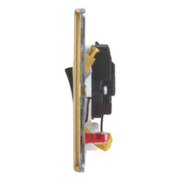 Contactum Lyric 20A 1-Gang DP Control Switch & Flex Outlet Brushed Brass with Neon with White Inserts