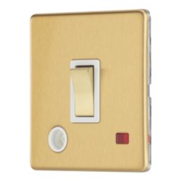 Contactum Lyric 20A 1-Gang DP Control Switch & Flex Outlet Brushed Brass with Neon with White Inserts