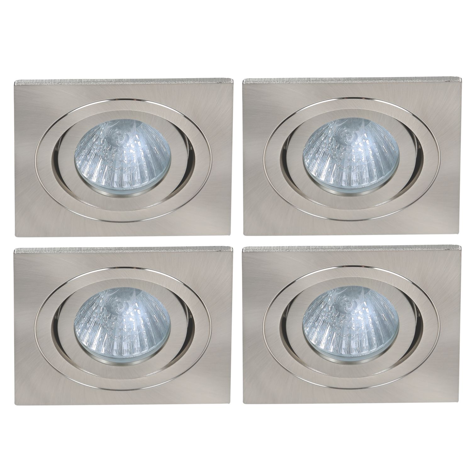 Spa Cali Adjustable Square Downlights Satin Nickel 4 Pack (201VJ)