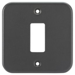 Knightsbridge  1-Module Grid Metal Clad Faceplate Black