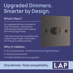 LAP  1-Gang 2-Way LED Dimmer Switch  Black Nickel with Colour-Matched Inserts