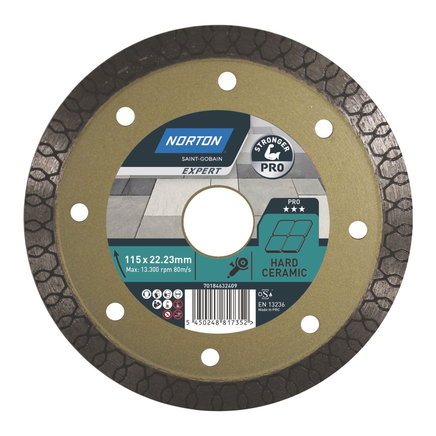 Norton Expert 70184632409 Multi-Material Diamond Blade 115mm x 22.23mm (202EC)