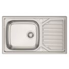 Clearwater OKIO 1 Bowl Stainless Steel Kitchen Sink & Drainer Polished/Satin 860mm x 500mm