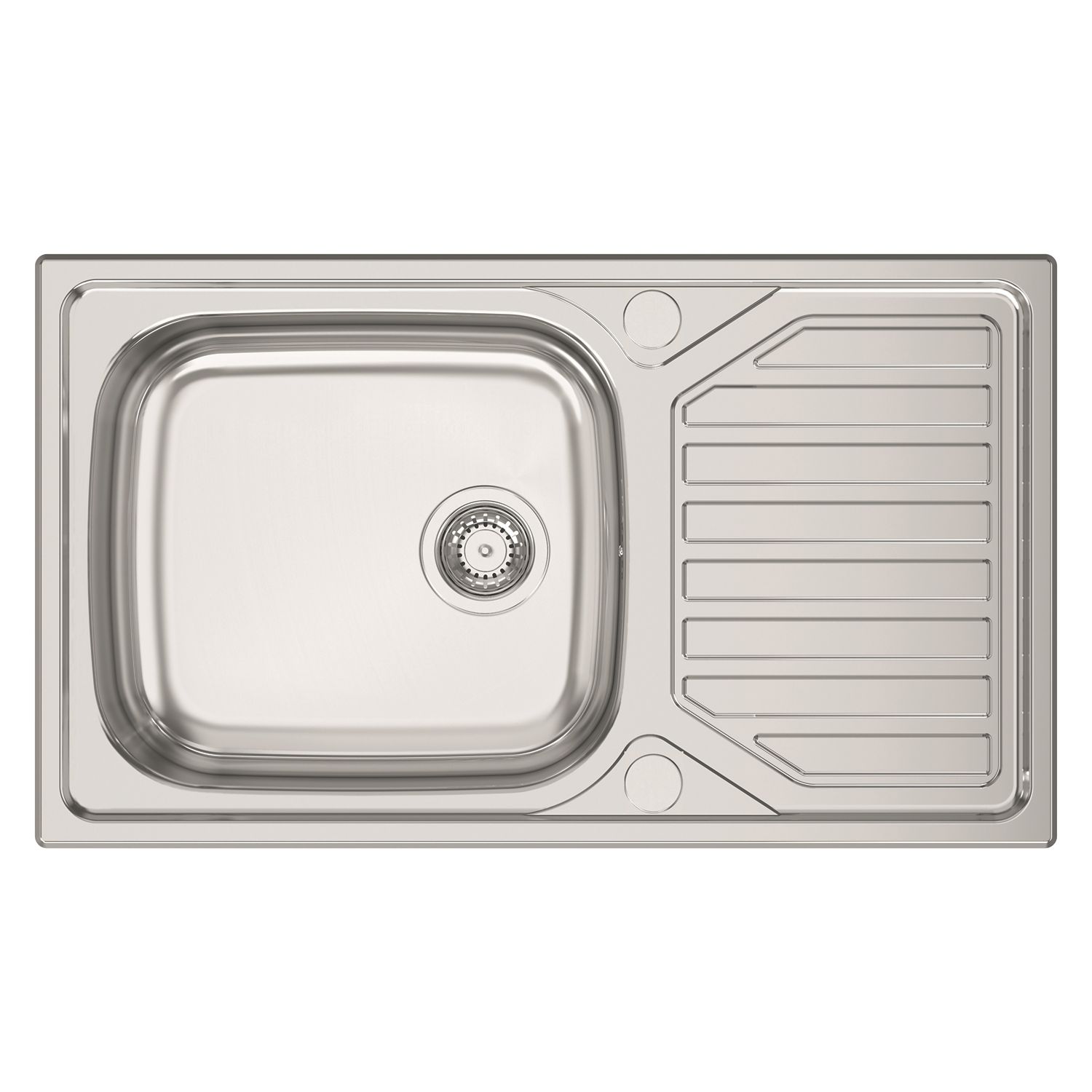 Clearwater OKIO 1 Bowl Stainless Steel Kitchen Sink & Drainer Polished/Satin 860mm x 500mm (202FJ)