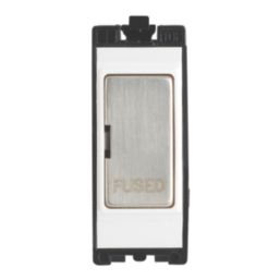 Contactum  13A Modular Fused Spur Brushed Steel with White Inserts