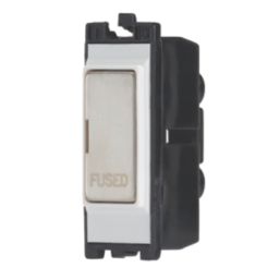 Contactum  13A Modular Fused Spur Brushed Steel with White Inserts