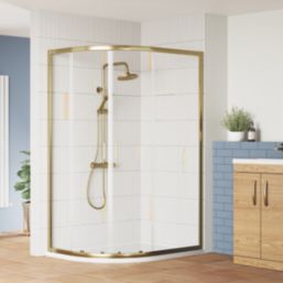 ETAL  Framed Offset Quadrant Shower Enclosure & Tray LH Brushed Brass 1180mm x 880mm x 1940mm