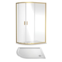 ETAL  Framed Offset Quadrant Shower Enclosure & Tray LH Brushed Brass 1180mm x 880mm x 1940mm