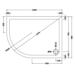 ETAL  Framed Offset Quadrant Shower Enclosure & Tray LH Brushed Brass 1180mm x 880mm x 1940mm