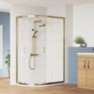 ETAL  Framed Offset Quadrant Shower Enclosure & Tray LH Brushed Brass 1180mm x 880mm x 1940mm