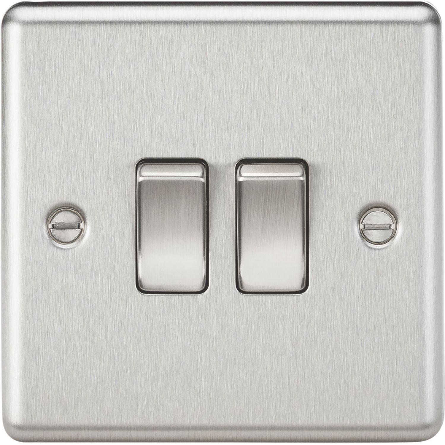 Knightsbridge 10AX 2-Gang 2-Way Light Switch Brushed Chrome (202VF)
