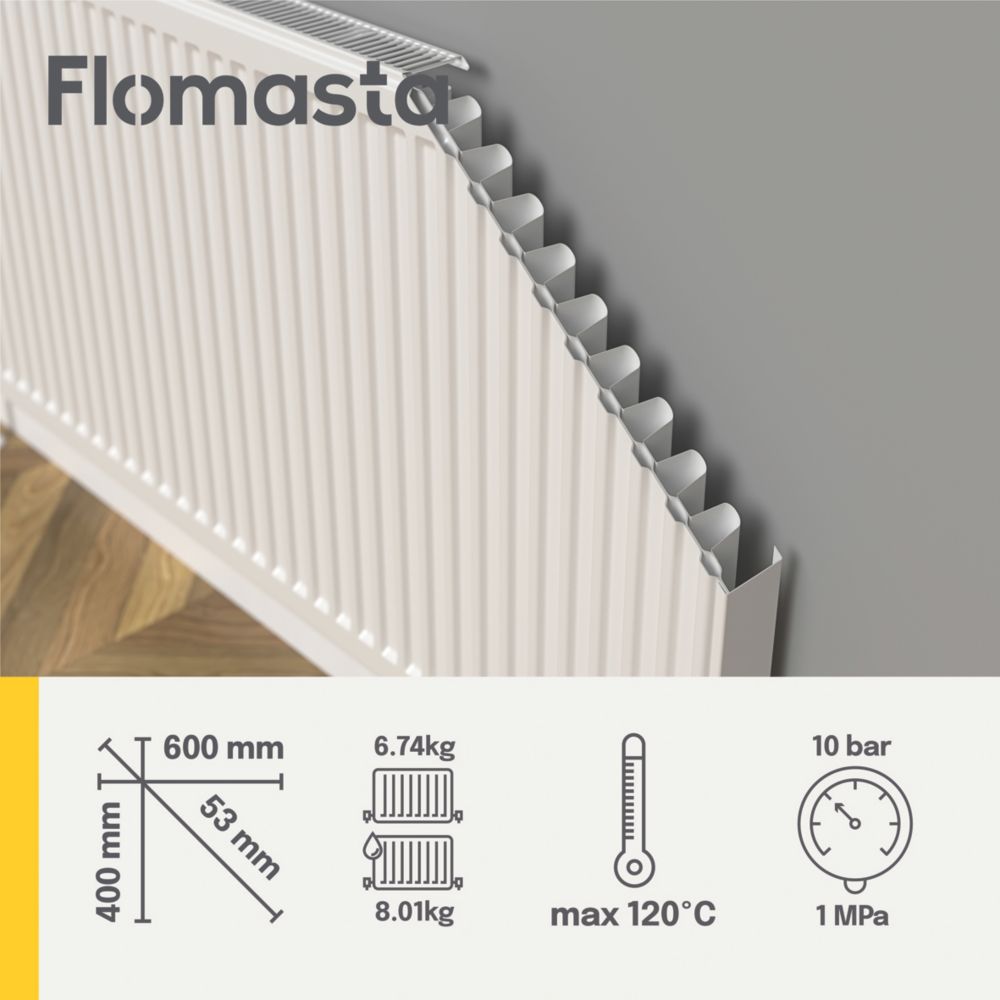 Flomasta 400mm x 600mm 1371BTU White Type 11 Convector Radiator