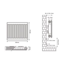 Flomasta 400mm x 600mm 1371BTU White Type 11 Convector Radiator