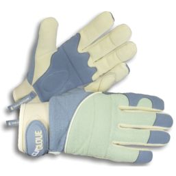 ClipGlove Shock Absorber  Womens Synthetic Leather Gardening Gloves Blue / Mint Medium
