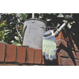 ClipGlove Shock Absorber  Womens Synthetic Leather Gardening Gloves Blue / Mint Medium