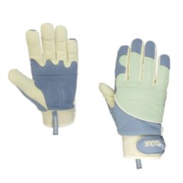 ClipGlove Shock Absorber  Womens Synthetic Leather Gardening Gloves Blue / Mint Medium
