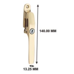 Smith & Locke Reversible Modern Lockable Casement Fastener Polished Brass