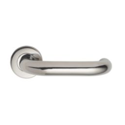 Eurospec  Fire Rated Safety Lever on Rose Pair Polished Stainless Steel