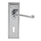Smith & Locke  Fire Rated Lock Door Handles Pair Polished Chrome