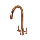 ETAL Wick Twin Lever Kitchen Mixer Tap Brushed Copper