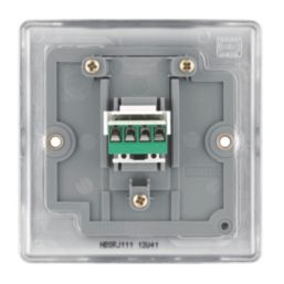 British General Nexus Metal 1-Gang RJ11 Telephone / Data Socket Brushed Steel