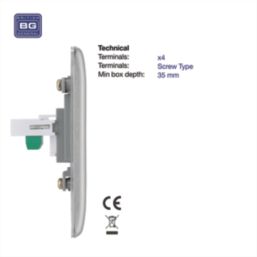 British General Nexus Metal 1-Gang RJ11 Telephone / Data Socket Brushed Steel