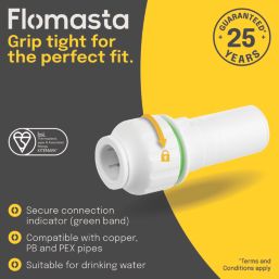 Flomasta  Plastic Push-Fit Reducing Coupler F 15mm x M 22mm