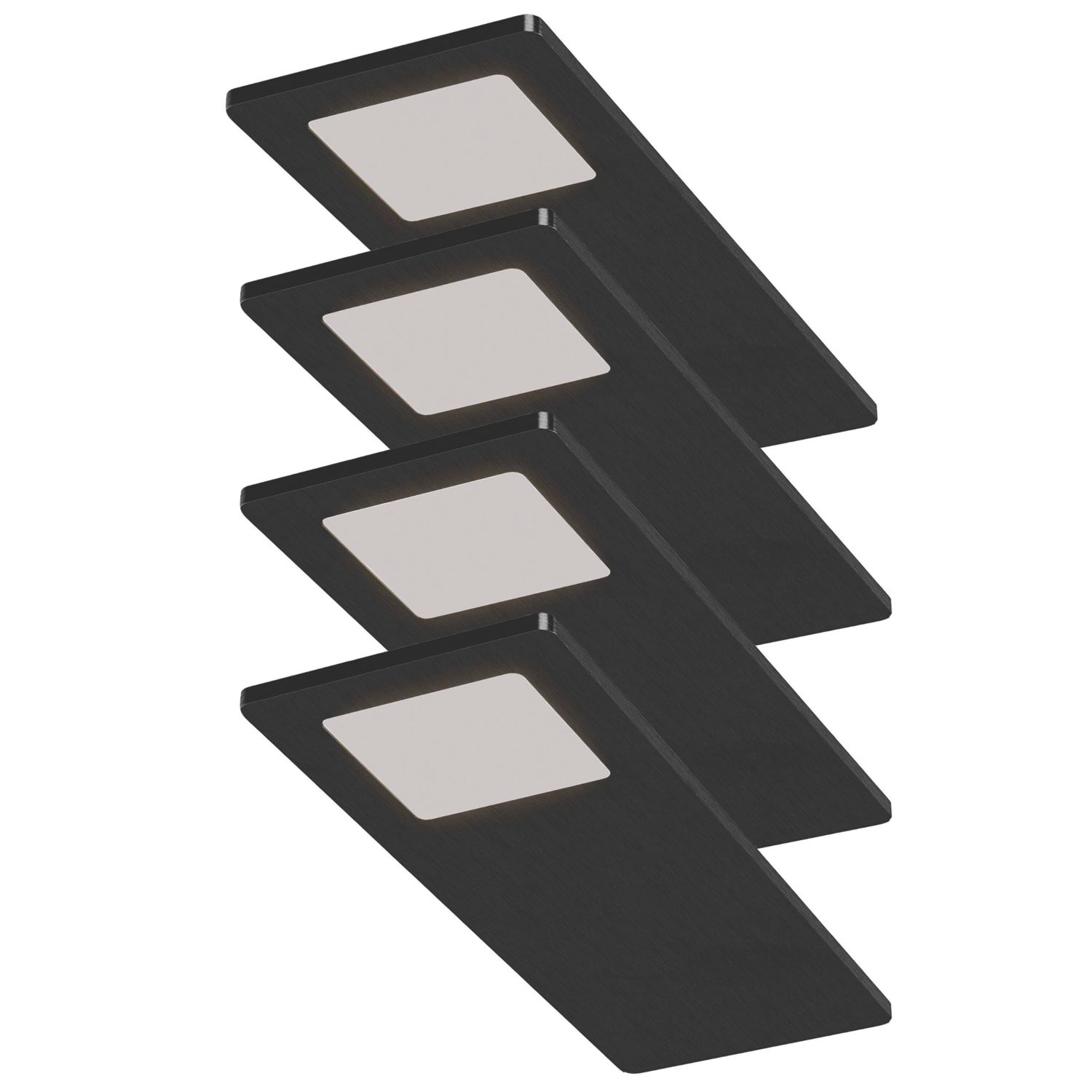Sensio Astro Pro Rectangular LED Under Cabinet Lights Black 19.2W 240-270lm 4 Pack (203PL)