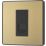 British General Evolve 1-Gang Slave Telephone Socket Satin Brass with Black Inserts