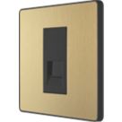 British General Evolve 1-Gang Slave Telephone Socket Satin Brass with Black Inserts