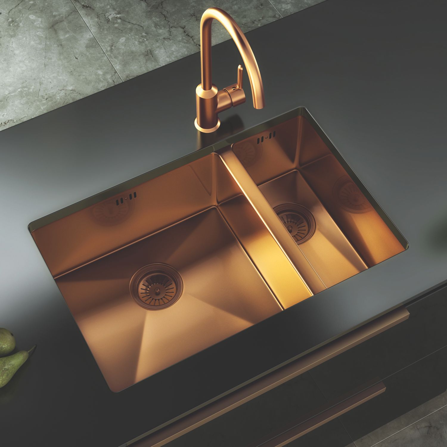 ETAL Elite 1.5 Bowl Stainless Steel Kitchen Sink Copper 670mm x 440mm (203RG)