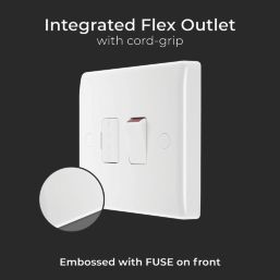 British General  13A Switched Fused Spur & Flex Outlet  White