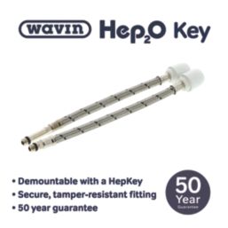 Hep2O Push-Fit Flexible Monobloc Tap Connectors 15mm x M10 x 300mm 2 Pack