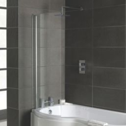 Essentials Semi-Framed Chrome Bath Screen Reversible 760mm x 1400mm