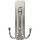 Command Brushed Nickel Self-Adhesive Large Double Hook 2 Pack