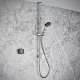 Mira Platinum Gravity-Pumped Ceiling-Fed Black/Chrome Thermostatic Wireless Digital Mixer Shower