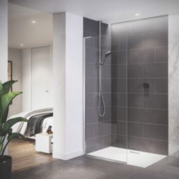 Mira Platinum Gravity-Pumped Ceiling-Fed Black/Chrome Thermostatic Wireless Digital Mixer Shower