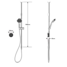 Mira Platinum Gravity-Pumped Ceiling-Fed Black/Chrome Thermostatic Wireless Digital Mixer Shower
