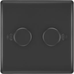 British General Nexus Metal 2-Gang 2-Way LED Dimmer Switch  Matt Black
