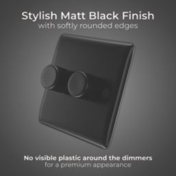 British General Nexus Metal 2-Gang 2-Way LED Dimmer Switch  Matt Black