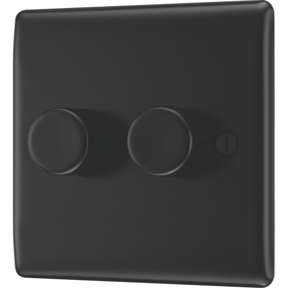 British General Nexus Metal 2-Gang 2-Way LED Dimmer Switch  Matt Black