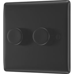 British General Nexus Metal 2-Gang 2-Way LED Dimmer Switch  Matt Black