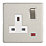 Contactum Lyric 13A 1-Gang DP Switched Socket Outlet Brushed Steel with Neon with White Inserts
