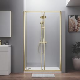 ETAL  Framed Rectangular Sliding Shower Door Brushed Brass 1190mm x 1900mm